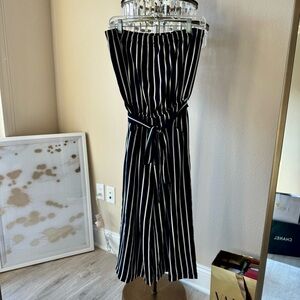 Ambiance Black & White Striped Jumpsuit